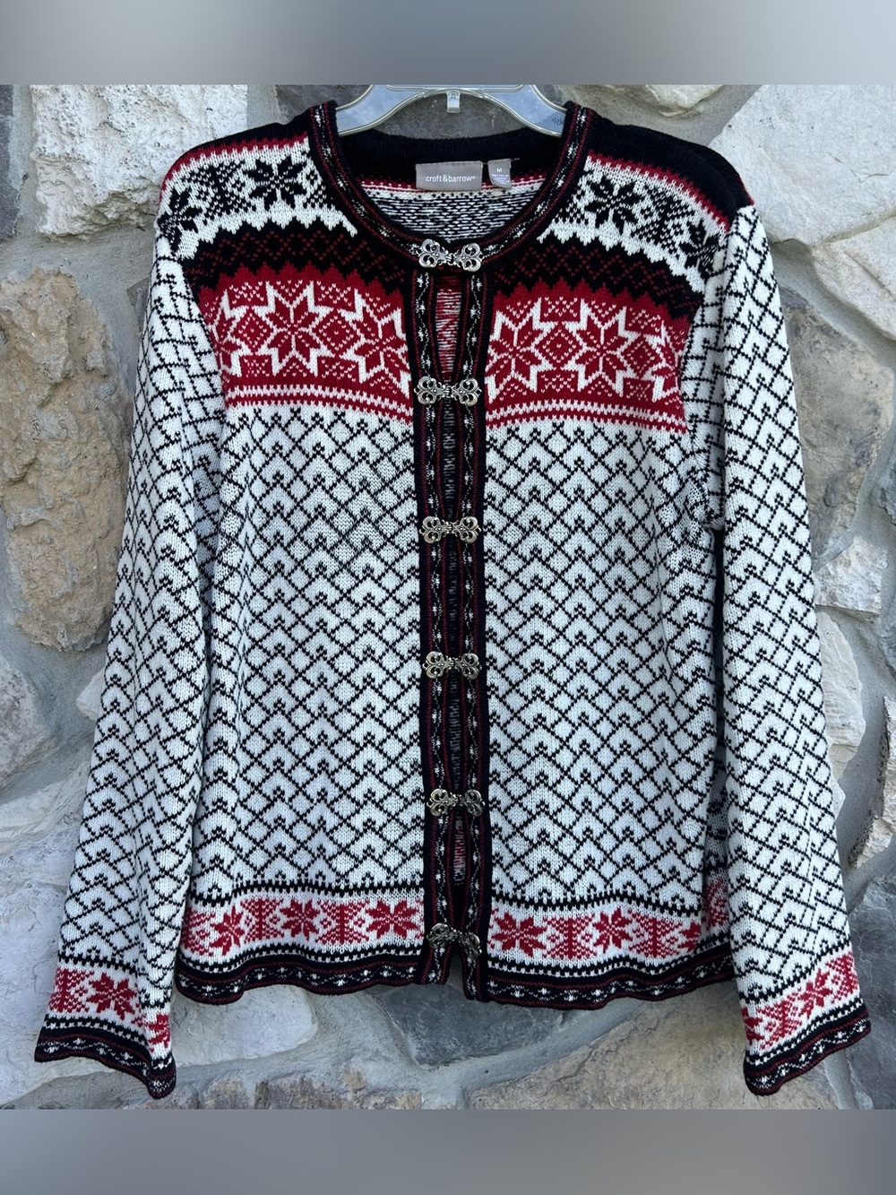 Croft & Barrow Nordic Sweater Size M Ornate Holiday Norwegian Style Fair Isle